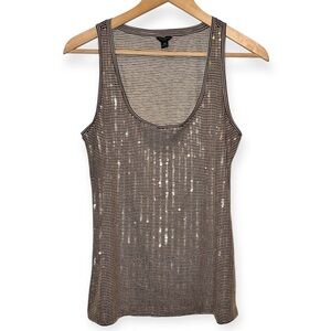 EUC Express Silver And Brown Sequin Tank Top